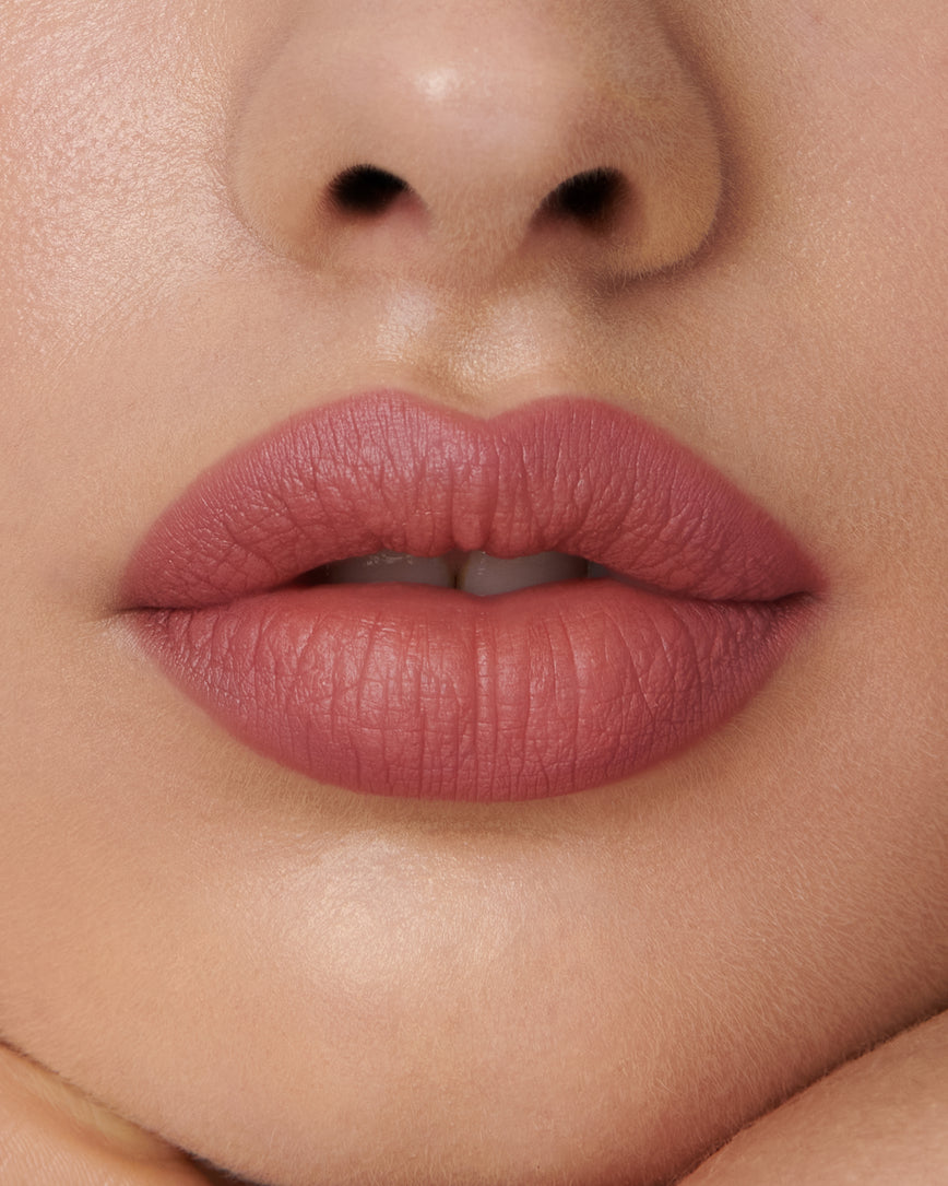 Extreme close up of model's lips, wearing the 1C Sculpt and Shade Lip Pencil