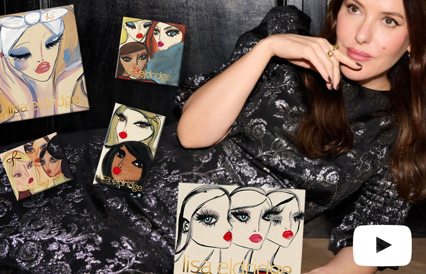 Lisa Eldridge, laying down with her Holiday Kits