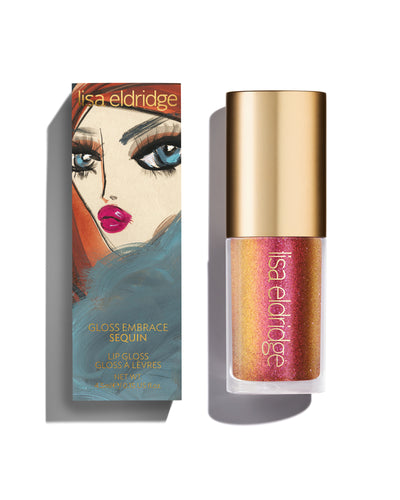 Lisa Eldridge Chameleon Chaos lip gloss with packaging featuring a Blairz design on a white background