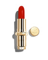 Scarlet Sequin lipstick refill with gold casing on a white background