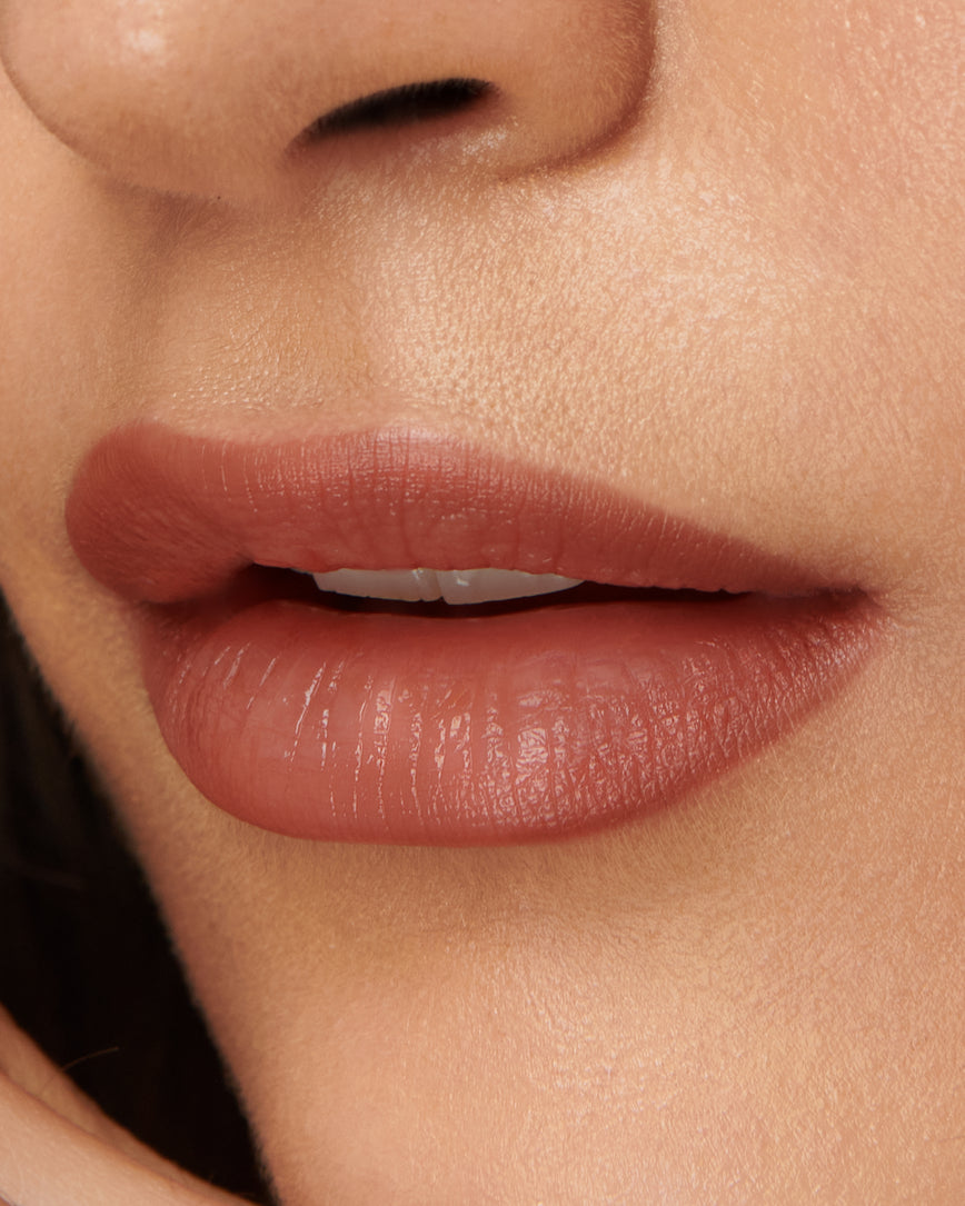 Extreme close up of model's lips, wearing the 2W Sculpt and Shade Lip Pencil