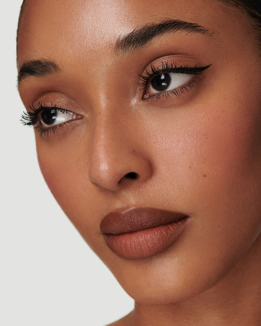 Portrait close-up of model wearing 3W Sculpt and Shade Lip Pencil 