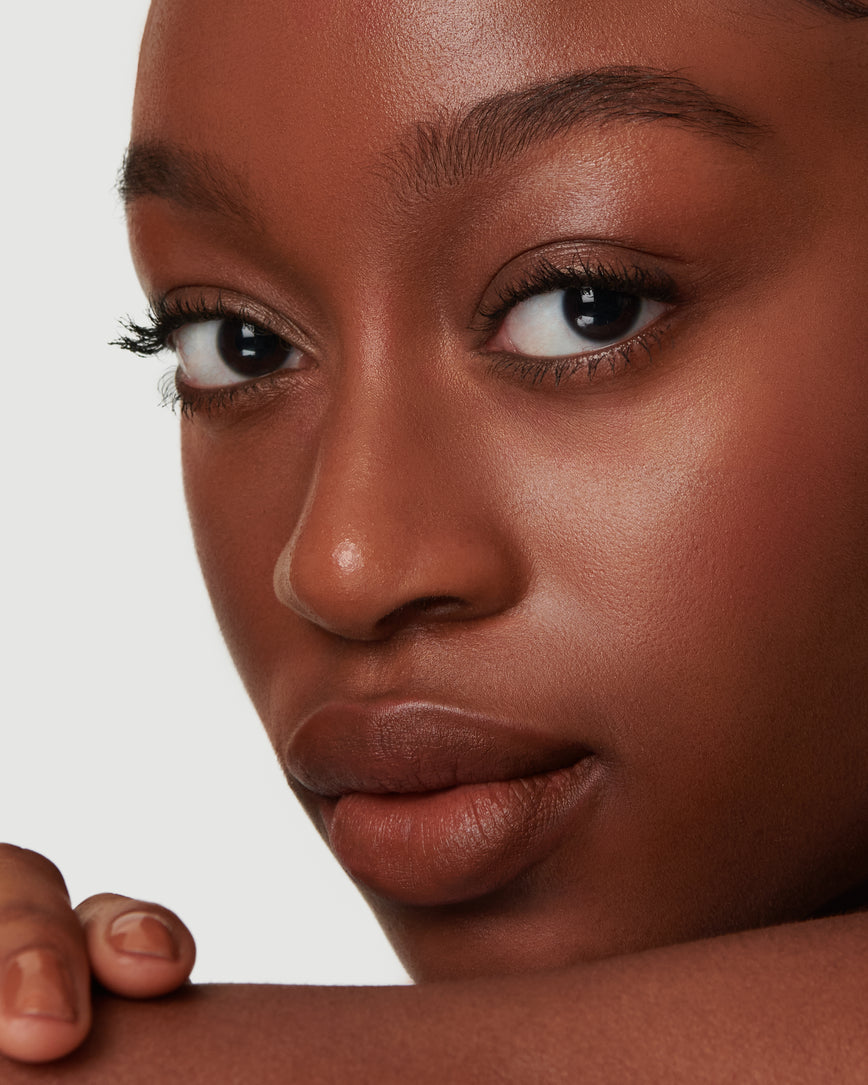 Portrait close-up of model wearing 3W Sculpt and Shade Lip Pencil 