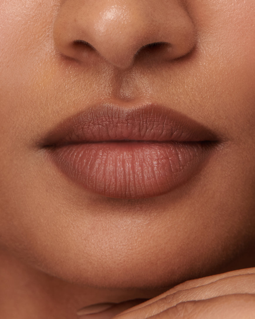 Extreme close up of model's lips, wearing the 3W Sculpt and Shade Lip Pencil