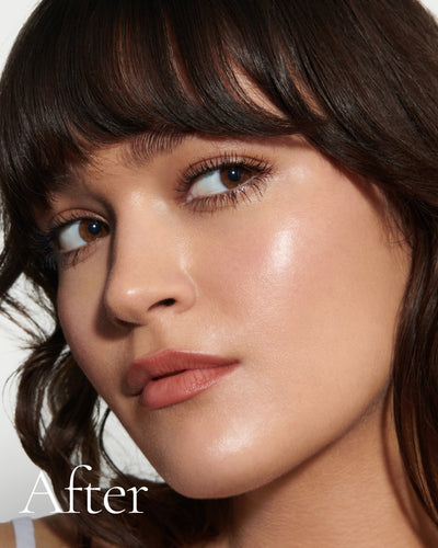 after2 block 	Close up portrait of model after application  of T9 with text stating 'After'